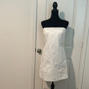 J.Crew White Embossed Floral dress